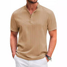 Polo Shirt - Short Sleeve - Button-Up - Polo T-Shirt - Men's Clothing-Men's short sleeve top-Chaps of London-Khaki-S-Chaps of London