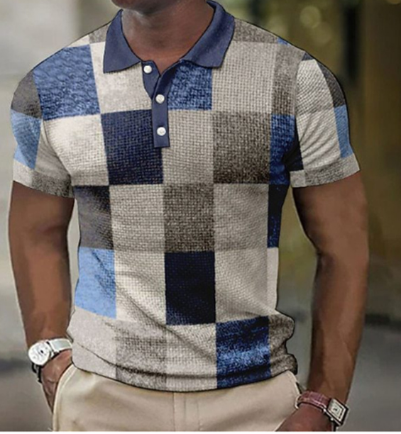 Polo T-Shirt | Patchwork | Button-Up | Short Sleeve Shirt | Men's Polo Shirts-Daan Polo-Chaps of London-Chaps of London