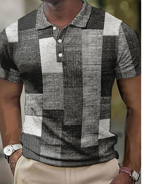 Polo T-Shirt | Patchwork | Button-Up | Short Sleeve Shirt | Men's Polo Shirts-Daan Polo-Chaps of London-Chaps of London