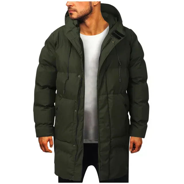 Puffer Jacket - Hooded - Mid Length - Down Jacket - Men's Winter Coat-Puffer Jacket-Chaps of London-Dark Green-M-Chaps of London