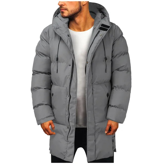 Puffer Jacket - Hooded - Mid Length - Down Jacket - Men's Winter Coat-Puffer Jacket-Chaps of London-Grey-M-Chaps of London