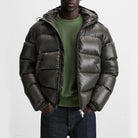 Puffer Jacket - Men's Hooded Black Winter Down Jacket-Jassen-Chaps Herrenmode-Army Green-S-Chaps of London