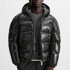 Puffer Jacket - Men's Hooded Black Winter Down Jacket-Jassen-Chaps Herrenmode-Black-S-Chaps of London