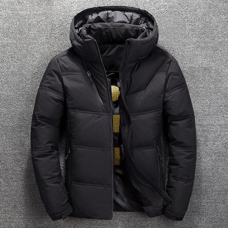Puffer Jacket - Men's Warm Hooded Padded Down Jacket for Winter-Chaps of London-Black-XS-Chaps of London