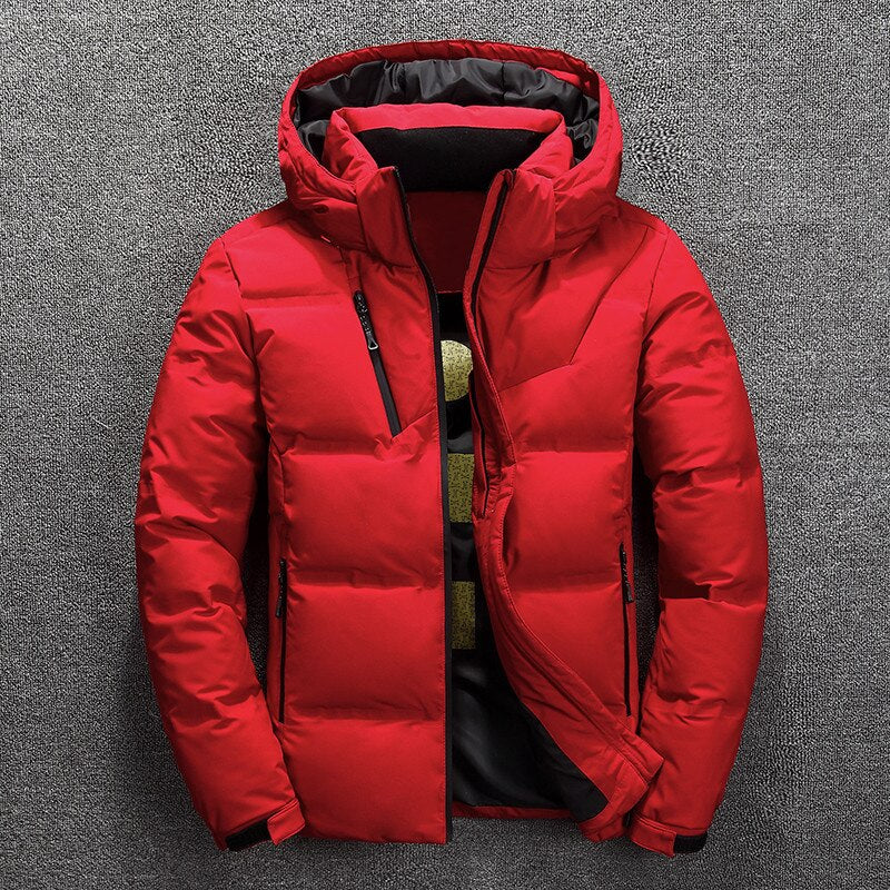 Puffer Jacket - Men's Warm Hooded Padded Down Jacket for Winter-Chaps of London-Red-XS-Chaps of London