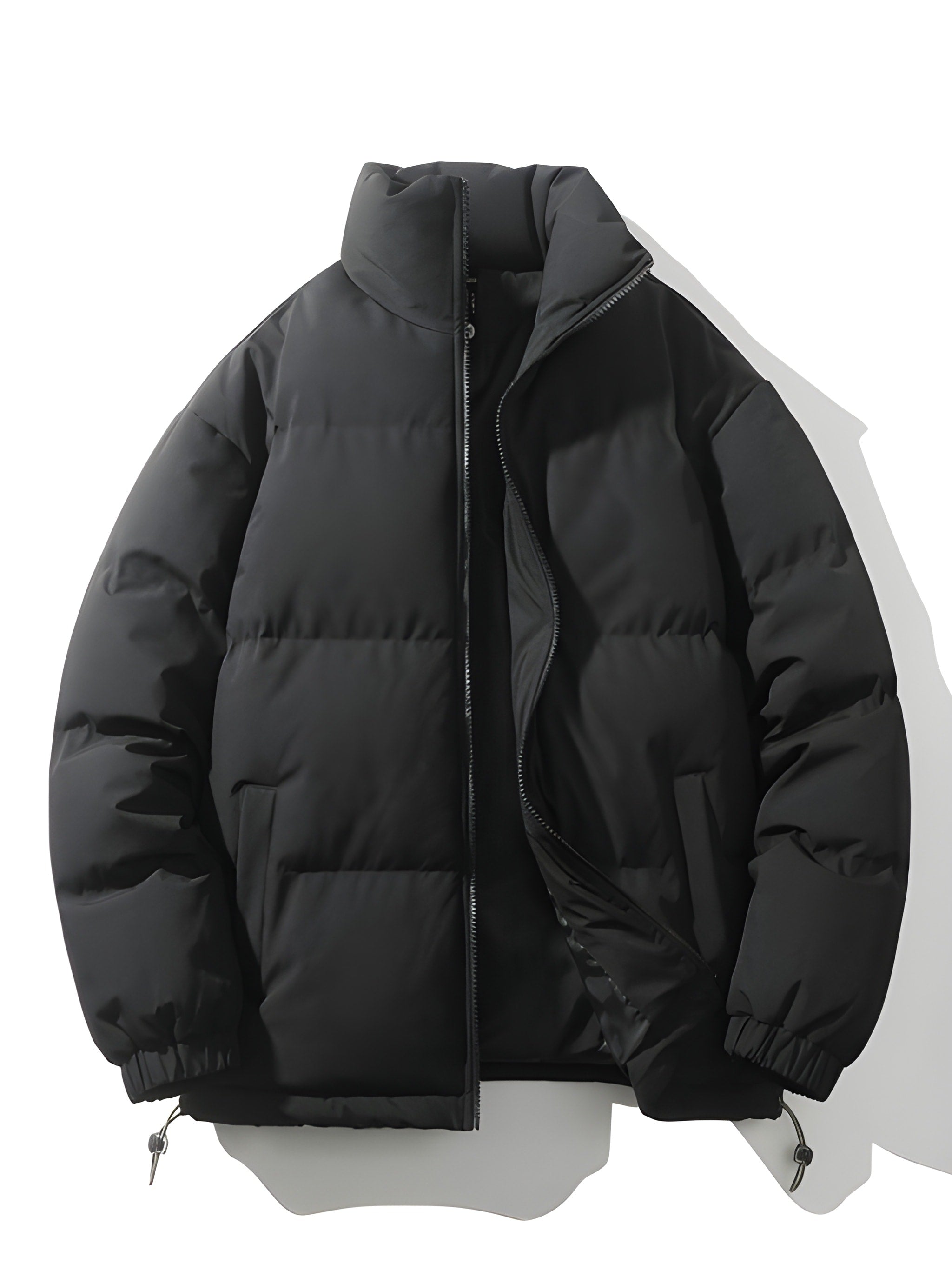 Puffer Jacket - Men's Warm Padded Oversized Jacket for Winter-Men's Puffer Jacket-Chaps of London-Black-S-Chaps of London
