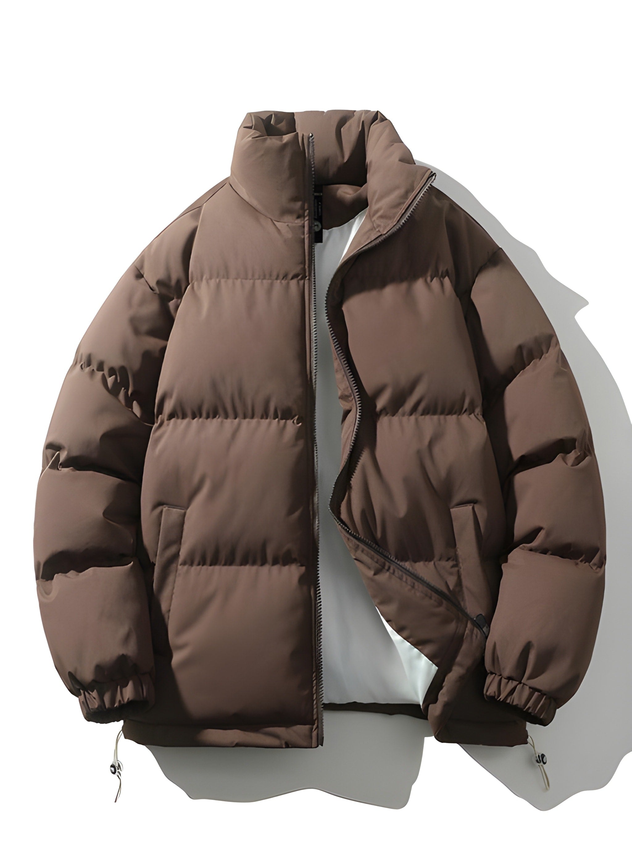 Puffer Jacket - Men's Warm Padded Oversized Jacket for Winter-Men's Puffer Jacket-Chaps of London-Brown-S-Chaps of London
