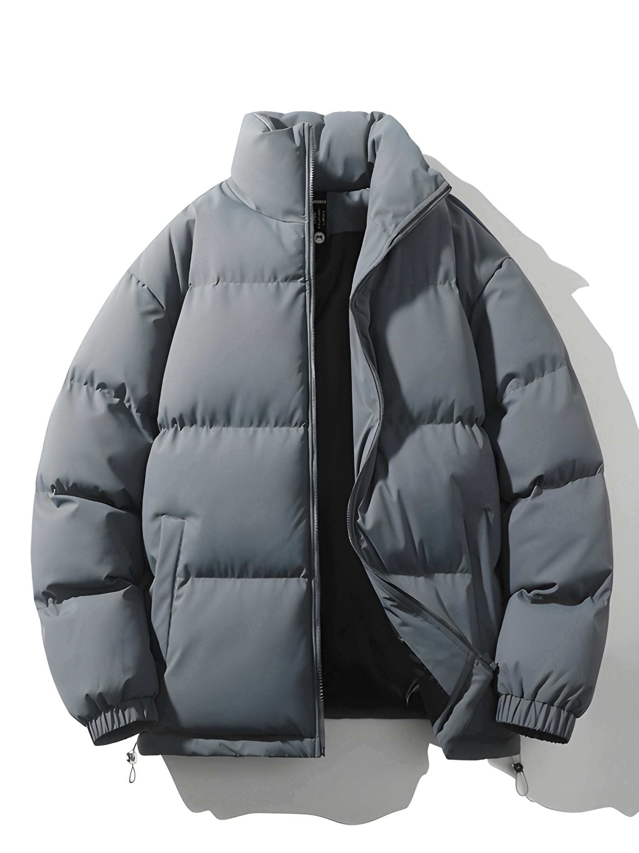 Puffer Jacket - Men's Warm Padded Oversized Jacket for Winter-Men's Puffer Jacket-Chaps of London-Grey-S-Chaps of London