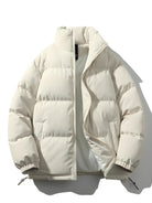Puffer Jacket - Men's Warm Padded Oversized Jacket for Winter-Men's Puffer Jacket-Chaps of London-White-S-Chaps of London
