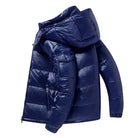 Puffer Jacket | Short | Hooded | Men's Shiny Puffer Jacket | Men's Winter Jacket-Chaps of London-Blue-M-Chaps of London