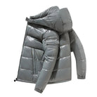 Puffer Jacket | Short | Hooded | Men's Shiny Puffer Jacket | Men's Winter Jacket-Chaps of London-Gray-M-Chaps of London