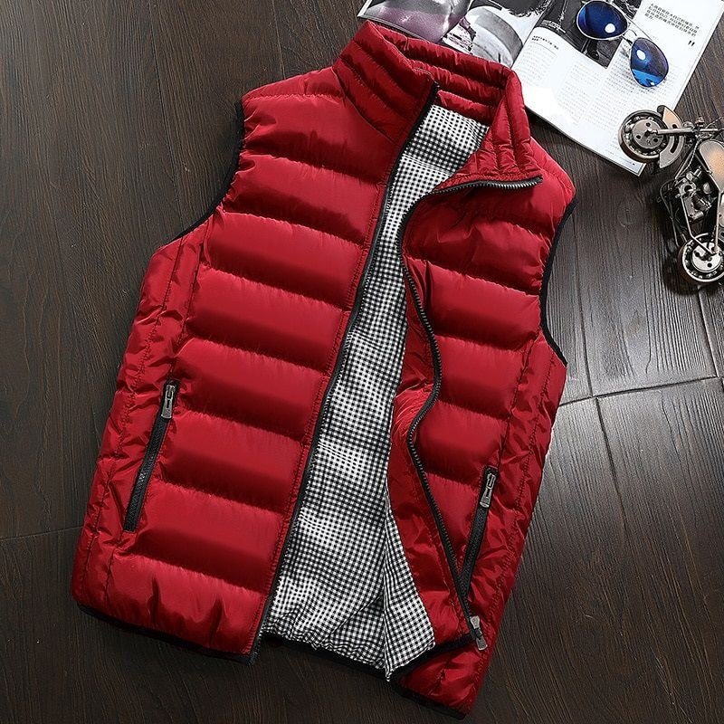 Puffer Vest - Men's Zip-Up Winter Bodywarmer Winter Gilet-Chaps of London-Dark Red-s-Chaps of London