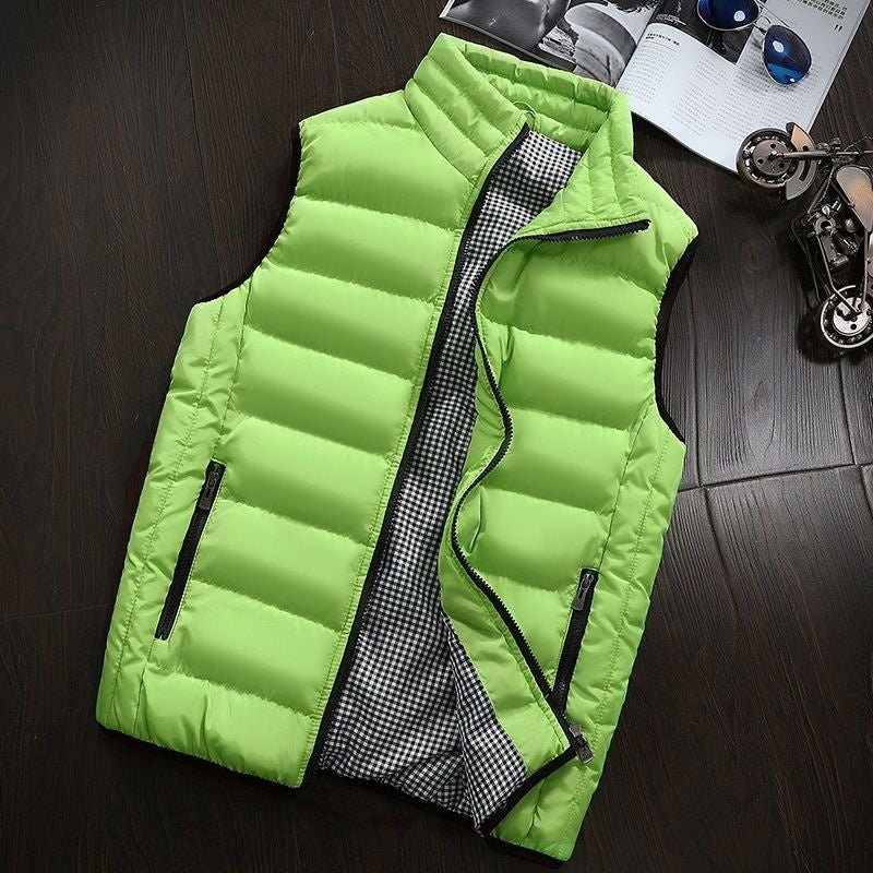 Puffer Vest - Men's Zip-Up Winter Bodywarmer Winter Gilet-Chaps of London-Green Yellow-s-Chaps of London