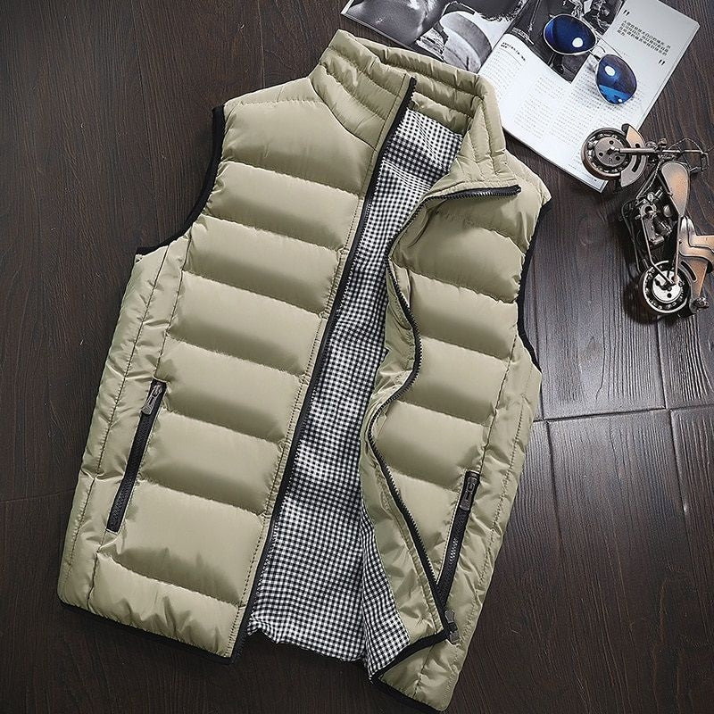 Puffer Vest - Men's Zip-Up Winter Bodywarmer Winter Gilet-Chaps of London-Light Gold-s-Chaps of London