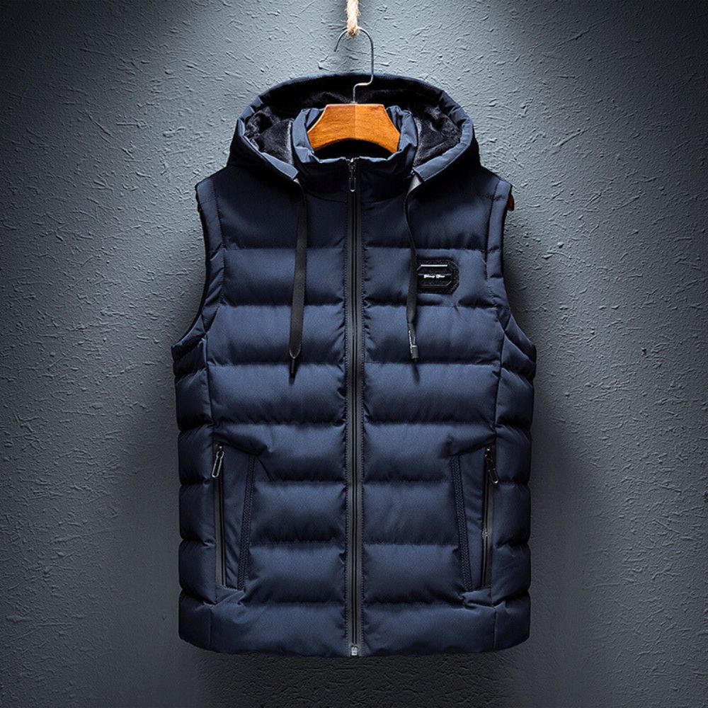 Puffer Vest | Zip-Up | Hooded | Bodywarmer | Men's Puffer Gilet-Chaps of London-Blue-XS-Chaps of London