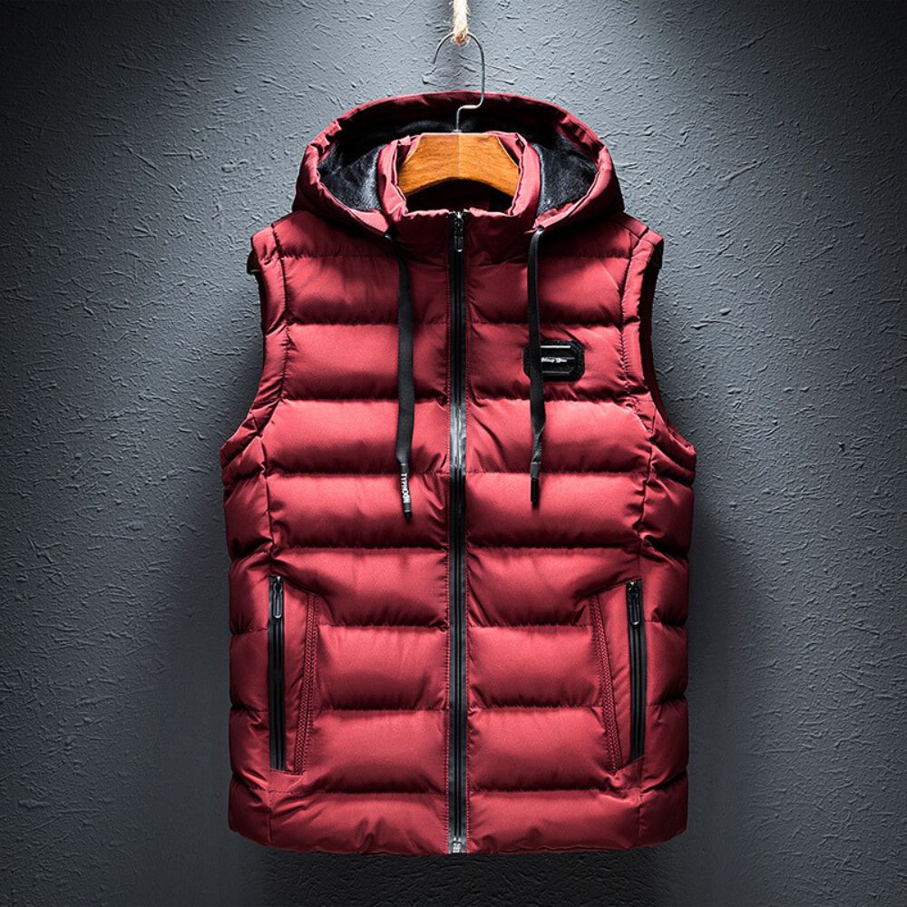Puffer Vest | Zip-Up | Hooded | Bodywarmer | Men's Puffer Gilet-Chaps of London-Red-XS-Chaps of London