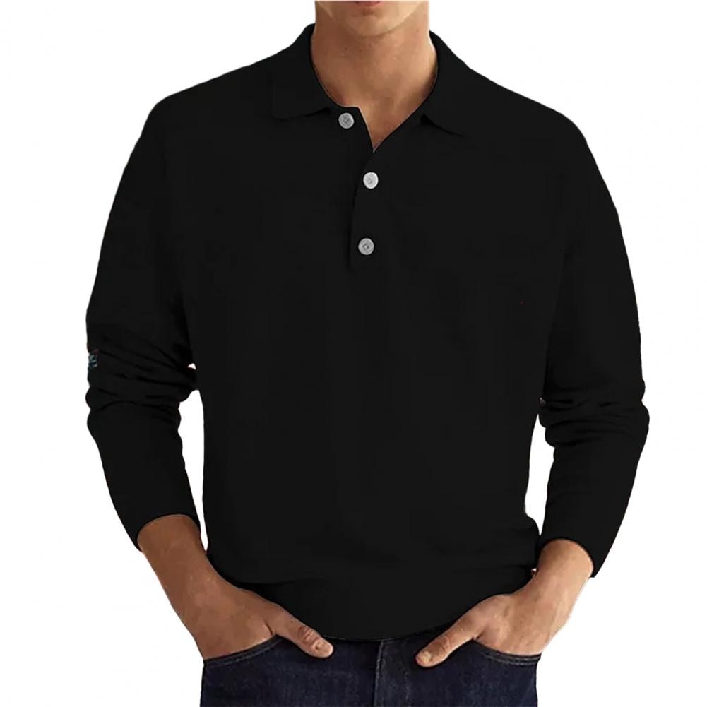 Pullover Polo Sweater | Button-Up | Long Sleeve | Knitted Sweater | Men's Knit Jumper-Men's Top-Chaps of London-Black-S-Chaps of London