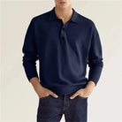 Pullover Polo Sweater | Button-Up | Long Sleeve | Knitted Sweater | Men's Knit Jumper-Men's Top-Chaps of London-Blue-S-Chaps of London