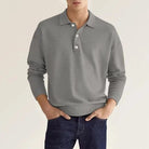Pullover Polo Sweater | Button-Up | Long Sleeve | Knitted Sweater | Men's Knit Jumper-Men's Top-Chaps of London-Gray-S-Chaps of London
