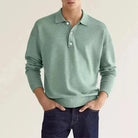 Pullover Polo Sweater | Button-Up | Long Sleeve | Knitted Sweater | Men's Knit Jumper-Men's Top-Chaps of London-Green-S-Chaps of London
