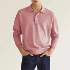 Pullover Polo Sweater | Button-Up | Long Sleeve | Knitted Sweater | Men's Knit Jumper-Men's Top-Chaps of London-Pink-S-Chaps of London