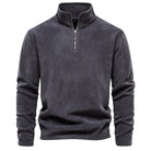 Quarter Zip Fleece - Warm - Long Sleeve - Men's Half Zip Pullover - Men's Clothing-Chaps of London-Gray-S-Chaps of London
