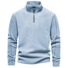 Quarter Zip Fleece - Warm - Long Sleeve - Men's Half Zip Pullover - Men's Clothing-Chaps of London-Light Blue-S-Chaps of London