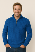 Quarter Zip Jumper - Cable Knit - Half Zip - Knitted Sweater - Men's Quarter Zip Sweaters-Strickwaren-Chaps of London-Chaps of London