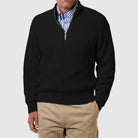 Quarter Zip Jumper | Casual | Long Sleeve | Knitted Jumper | Men's Half Zip Sweater-Strickwaren-Chaps Herrenmode-Black-S-Chaps of London