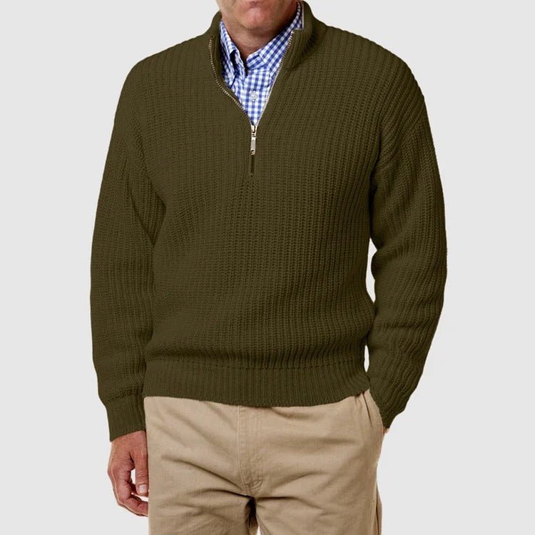 Quarter Zip Jumper | Casual | Long Sleeve | Knitted Jumper | Men's Half Zip Sweater-Strickwaren-Chaps Herrenmode-Chaps of London