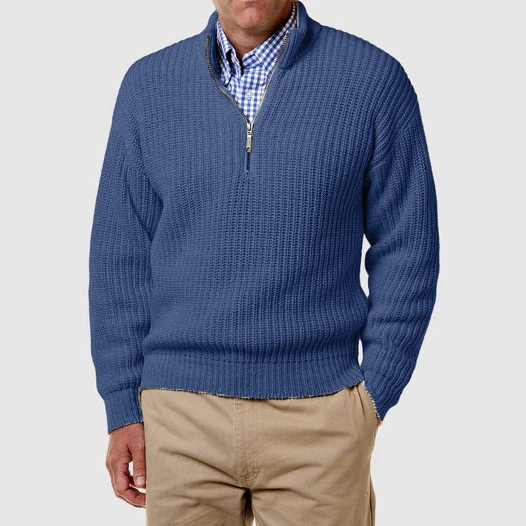 Quarter Zip Jumper | Casual | Long Sleeve | Knitted Jumper | Men's Half Zip Sweater-Strickwaren-Chaps Herrenmode-Chaps of London