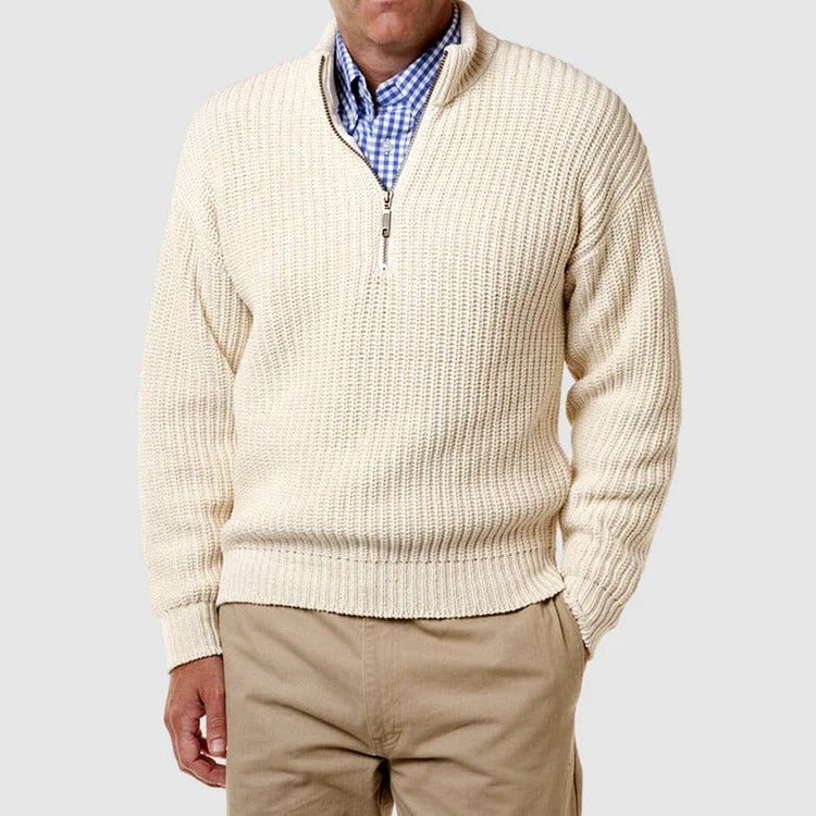Quarter Zip Jumper | Casual | Long Sleeve | Knitted Jumper | Men's Half Zip Sweater-Strickwaren-Chaps Herrenmode-Chaps of London