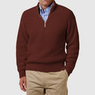 Quarter Zip Jumper | Casual | Long Sleeve | Knitted Jumper | Men's Half Zip Sweater-Strickwaren-Chaps Herrenmode-Red-S-Chaps of London