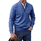 Quarter Zip Jumper - Half Zip - Knitted - Polo Sweater - Men's Knitwear-Strickwaren-Chaps Herrenmode-Blue-S-Chaps of London