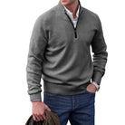 Quarter Zip Jumper - Half Zip - Knitted - Polo Sweater - Men's Knitwear-Strickwaren-Chaps Herrenmode-Gray-S-Chaps of London