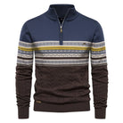 Quarter Zip Jumper - High Neck - Pullover - Knitted Sweater - Men's Half Zip Jumper-Chaps of London-Blue-S-Chaps of London