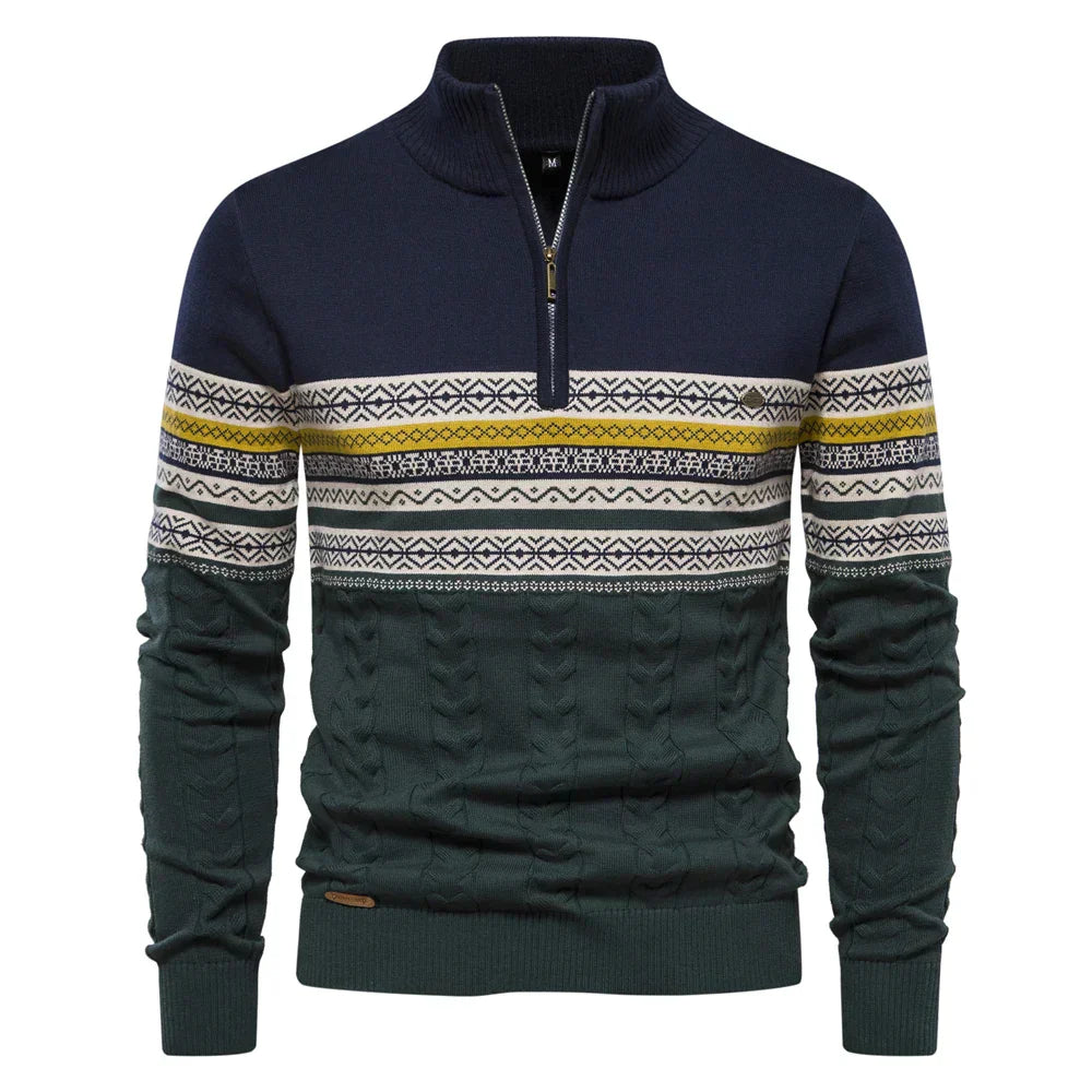 Quarter Zip Jumper - High Neck - Pullover - Knitted Sweater - Men's Half Zip Jumper-Chaps of London-Chaps of London