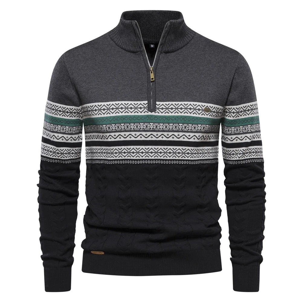 Quarter Zip Jumper - High Neck - Pullover - Knitted Sweater - Men's Half Zip Jumper-Chaps of London-Dark Gray-S-Chaps of London
