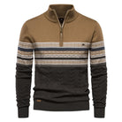 Quarter Zip Jumper - High Neck - Pullover - Knitted Sweater - Men's Half Zip Jumper-Chaps of London-Khaki-S-Chaps of London