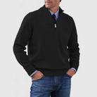 Quarter Zip Jumper | Knitted | Long Sleeve | Half Zip Jumper | Men's Quarter Zip Sweaters-Chaps of London-Black-M-Chaps of London