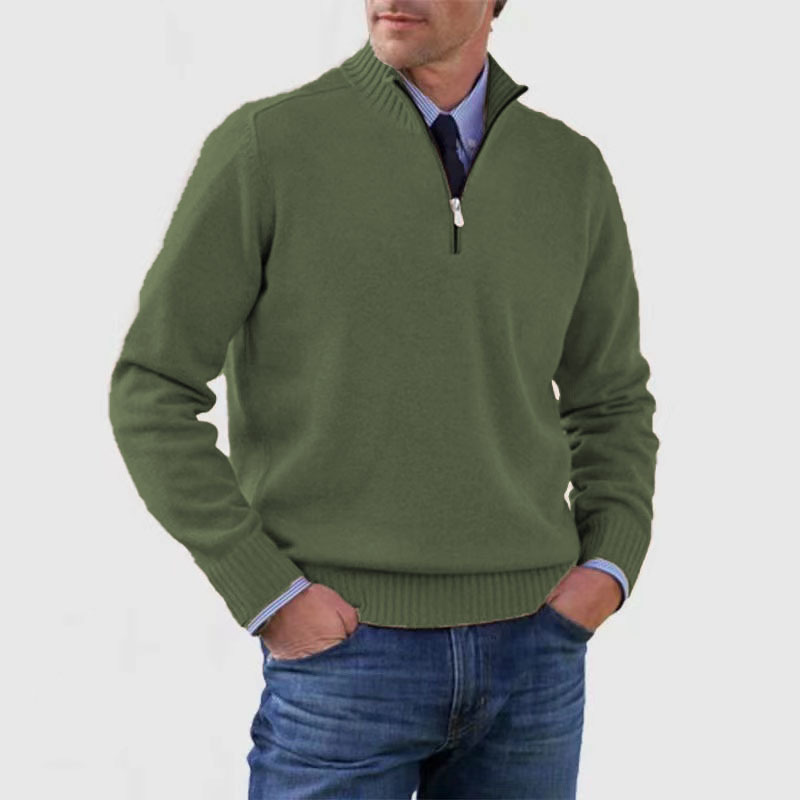 Quarter Zip Jumper | Knitted | Long Sleeve | Half Zip Jumper | Men's Quarter Zip Sweaters-Chaps of London-Dark Green-M-Chaps of London