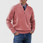 Quarter Zip Jumper | Knitted | Long Sleeve | Half Zip Jumper | Men's Quarter Zip Sweaters-Chaps of London-Pink-M-Chaps of London