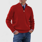 Quarter Zip Jumper | Knitted | Long Sleeve | Half Zip Jumper | Men's Quarter Zip Sweaters-Chaps of London-Red-M-Chaps of London