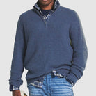 Quarter Zip Jumper | Knitted | Loose Fit | Half Zip Pullover | Men's Quarter Zip Sweaters-Men's Quarter Zip Sweaters-Chaps of London-Blue-S-Chaps of London