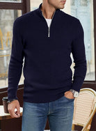 Quarter Zip Jumper | Knitted | Rib Knit | Polo Sweater | Men's Half Zip Jumper-Sweater-Chaps of London-Chaps of London
