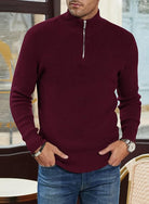 Quarter Zip Jumper | Knitted | Rib Knit | Polo Sweater | Men's Half Zip Jumper-Sweater-Chaps of London-Chaps of London