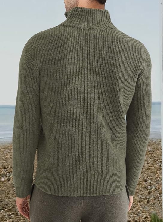 Quarter Zip Jumper | Knitted | Rib Knit | Polo Sweater | Men's Half Zip Jumper-Sweater-Chaps of London-Chaps of London