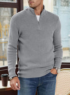 Quarter Zip Jumper | Knitted | Rib Knit | Polo Sweater | Men's Half Zip Jumper-Sweater-Chaps of London-Chaps of London