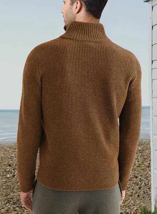 Quarter Zip Jumper | Knitted | Rib Knit | Polo Sweater | Men's Half Zip Jumper-Sweater-Chaps of London-Chaps of London
