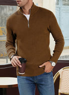 Quarter Zip Jumper | Knitted | Rib Knit | Polo Sweater | Men's Half Zip Jumper-Sweater-Chaps of London-Chaps of London